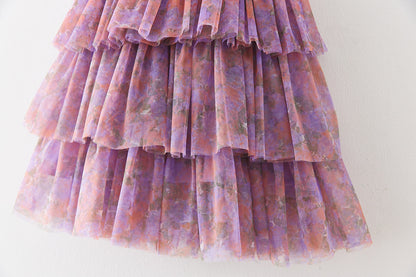 Children's Layered Tulle Dress with Flowers