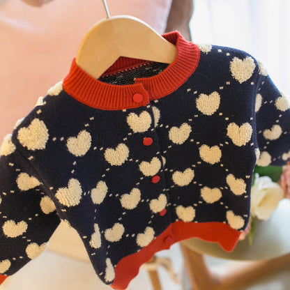 Botones de chaqueta para mujer y niño con corazones pequeños 