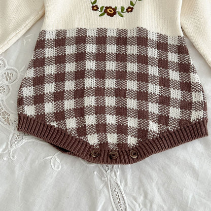 Girls' Plaid Flower Bodysuit