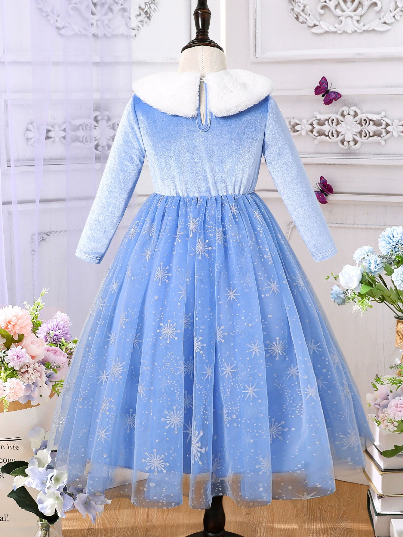 Children's Blue Velvet Dress