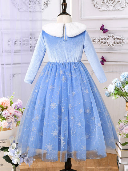 Children's Blue Velvet Dress
