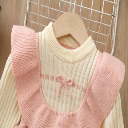 Children's Knitted Dress with Bows