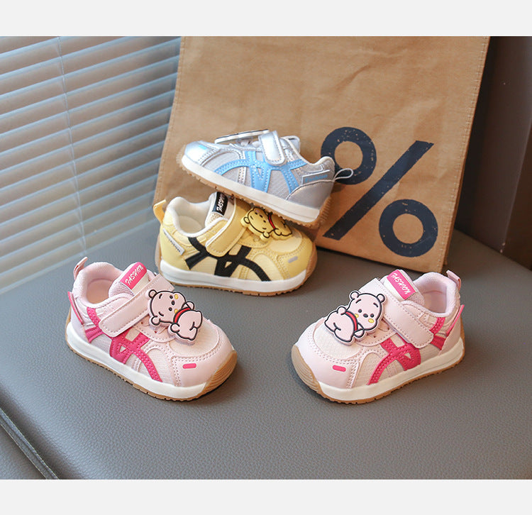 Children's Sneakers with Velcro and Teddy Bear Design