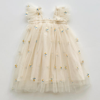 Vestido de tul con flores para niña 