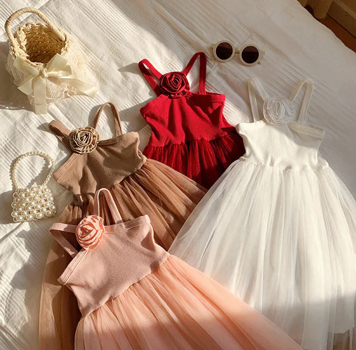فستان زهور للأطفال مع التول 