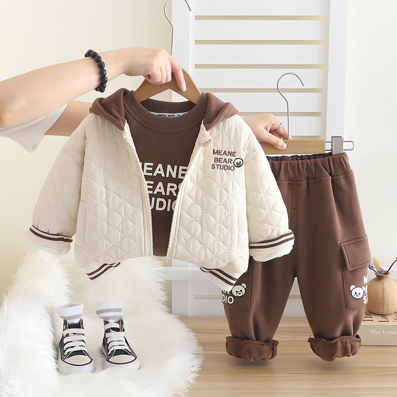 Children's Winter Set, 3 Pieces, Teddy Bear Design