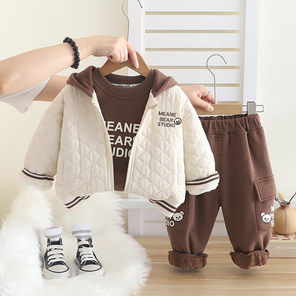 Children's Winter Set, 3 Pieces, Teddy Bear Design