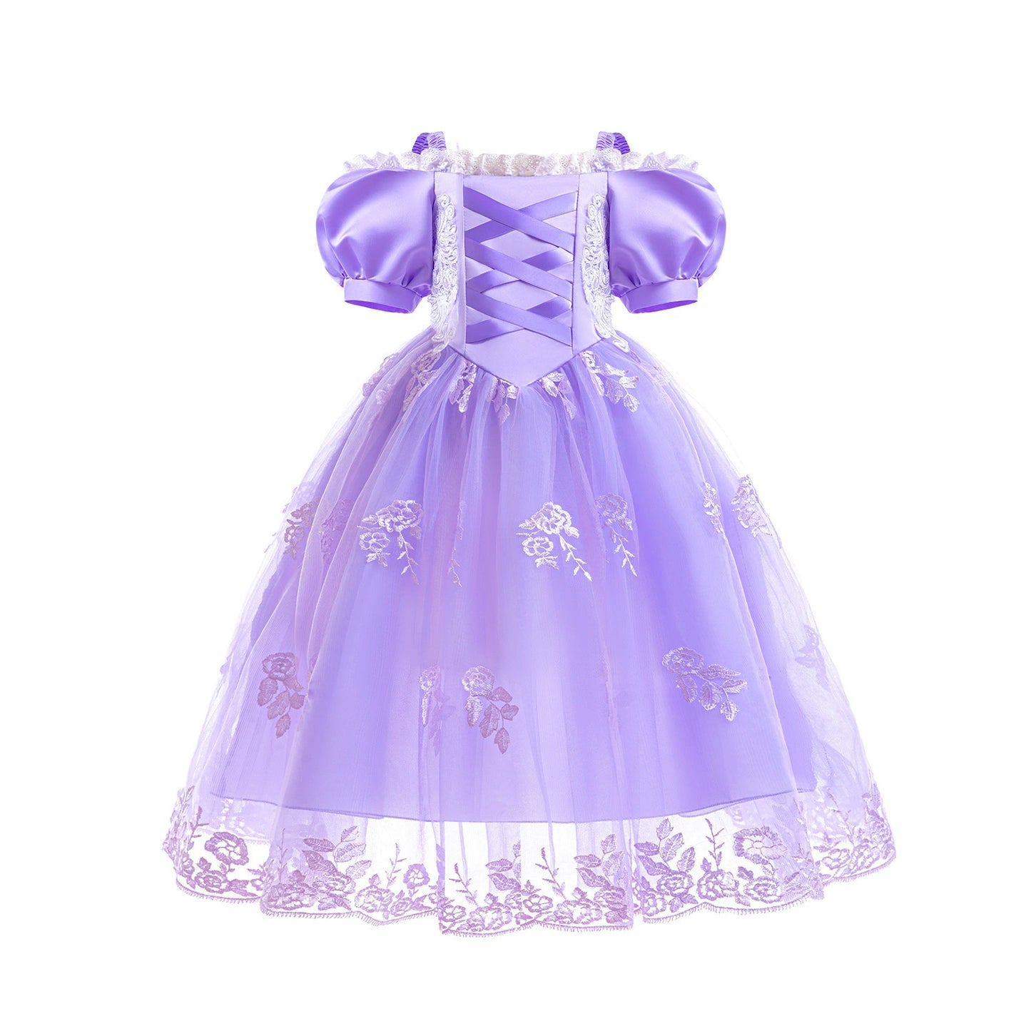 Children's Party Dress, Purple with Flowers