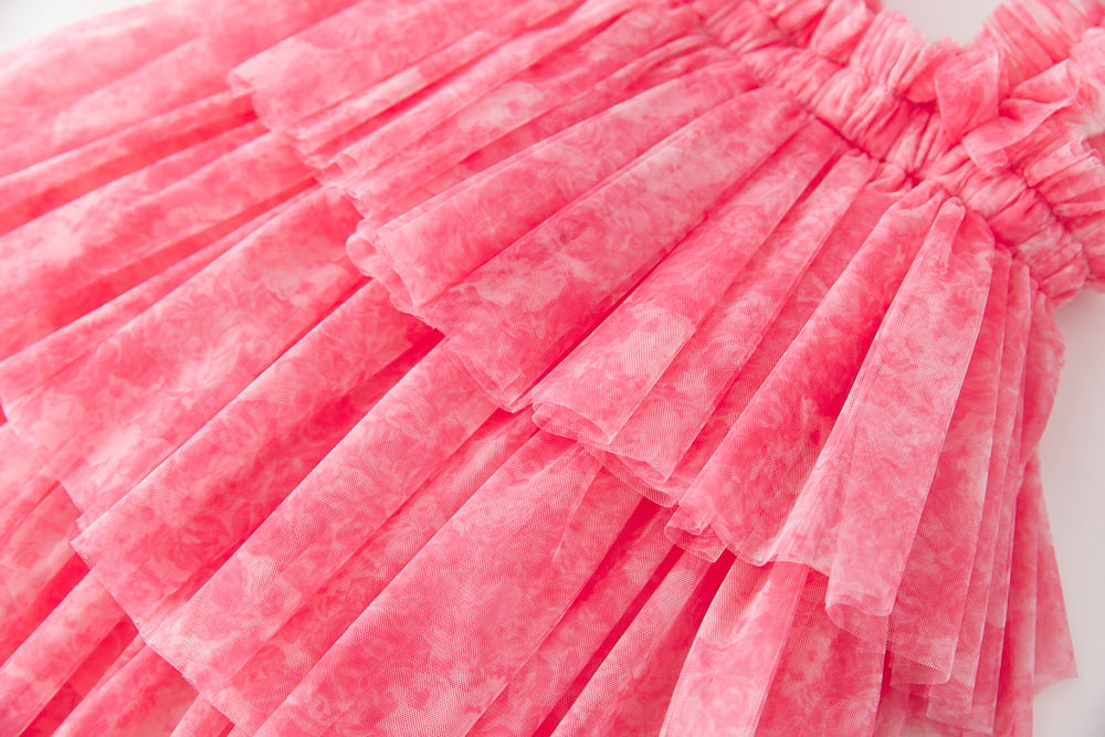 Children's Layered Tulle Dress with Flowers