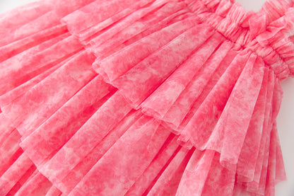 Children's Layered Tulle Dress with Flowers