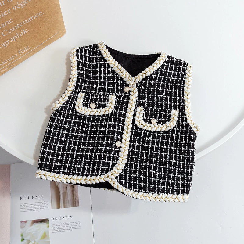 Chaleco infantil de tweed para mujer 