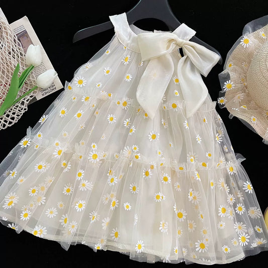 Girls' Tulle Dress with Daisies