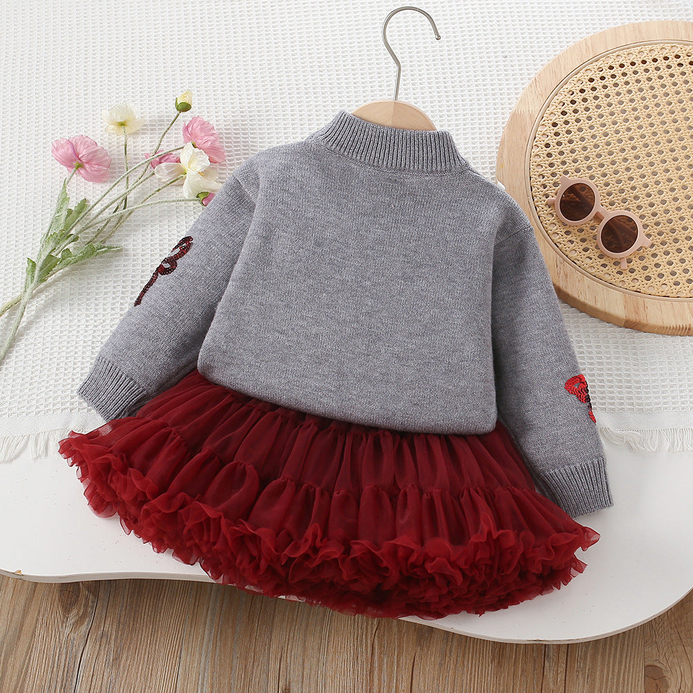 Children's Set: Sweater with Bows and Skirt