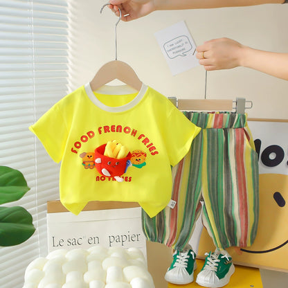 طقم مخطط للأولاد - طبعة البطاطس 