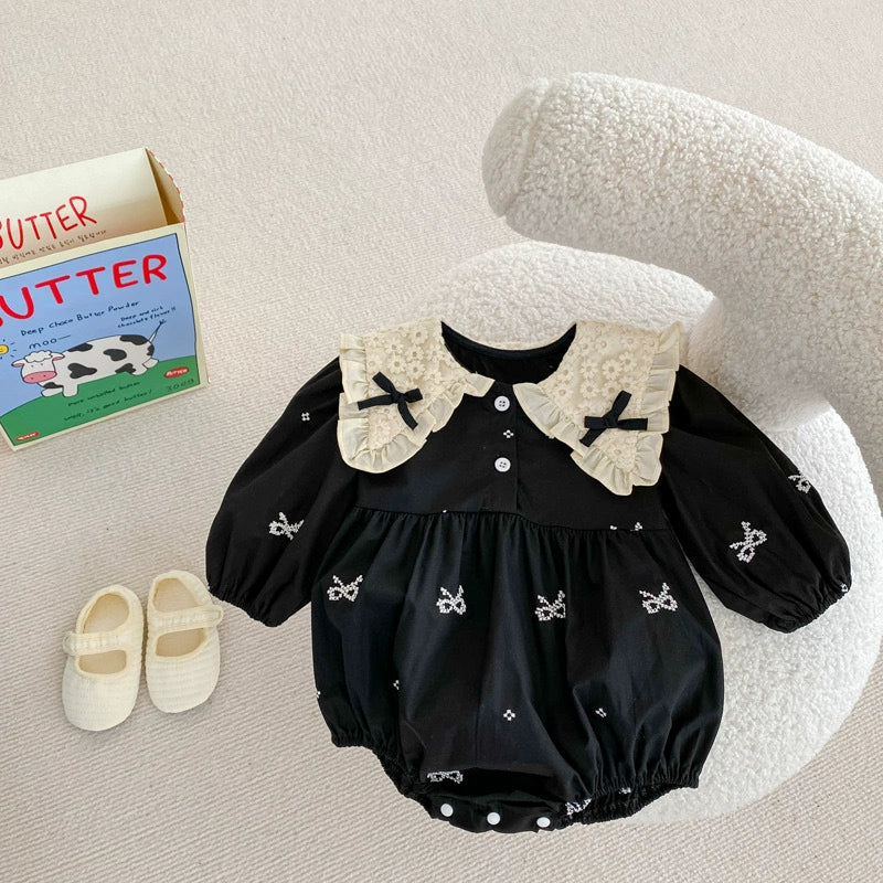 Black Children's Bodysuit/Dress with Bows