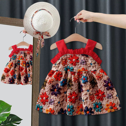 Floral dress with hat for girls