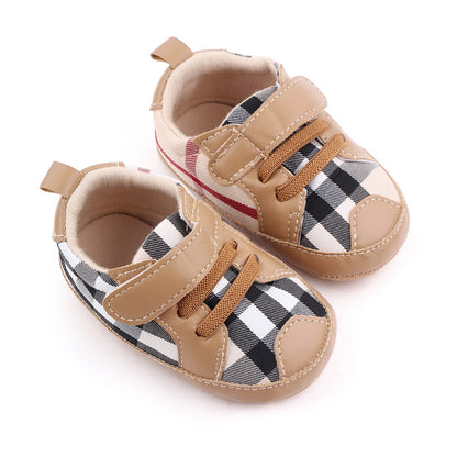 Zapatillas de velcro a cuadros para niños 
