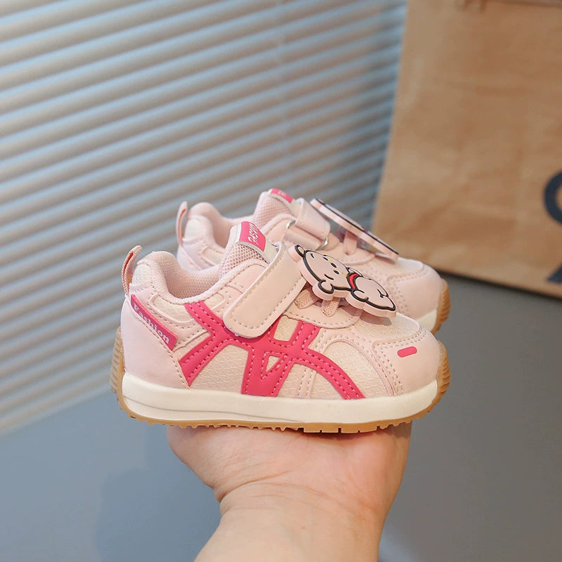 Children's Sneakers with Velcro and Teddy Bear Design