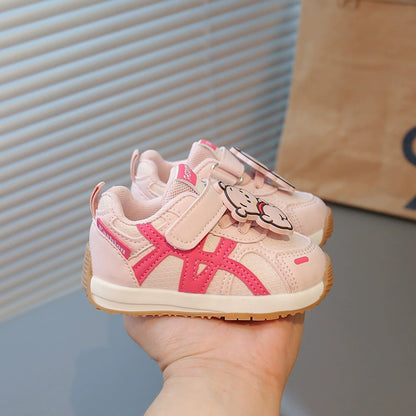 Children's Sneakers with Velcro and Teddy Bear Design