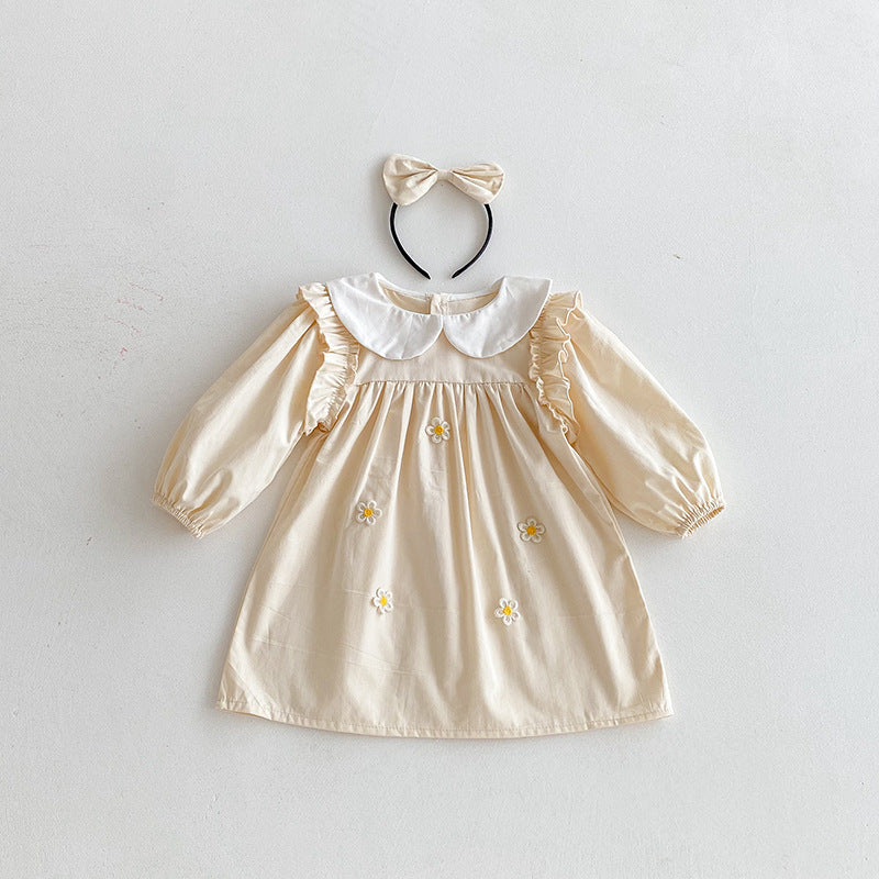 Body/ Beige Children's Dress with Little Flowers
