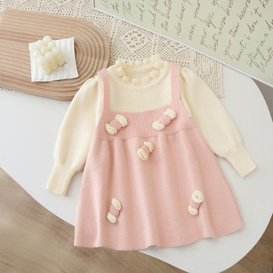 Children's Knitted Dress with Little Balls