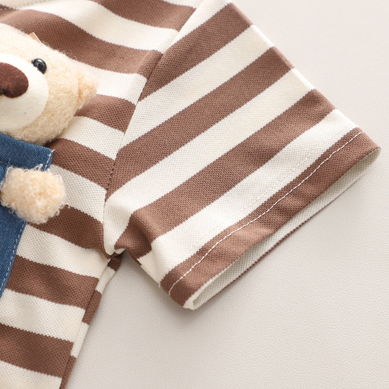 Children's Summer Striped Teddy Bear Outfit