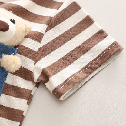 Children's Summer Striped Teddy Bear Outfit