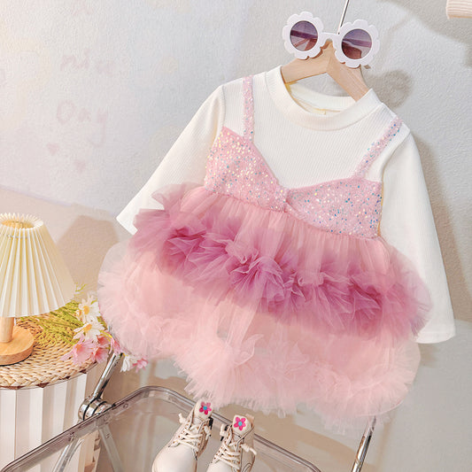 Children's Winter Dress with Shine and Tulle
