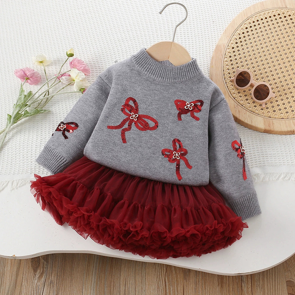 Children's Set: Sweater with Bows and Skirt