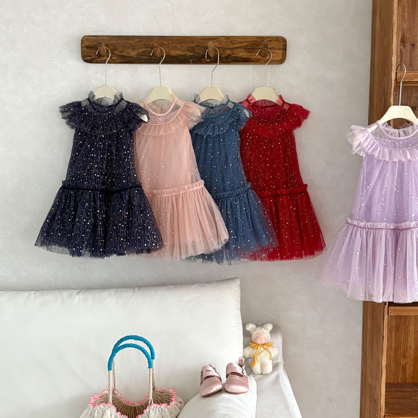 Girls' Tulle Dress with Small Stars