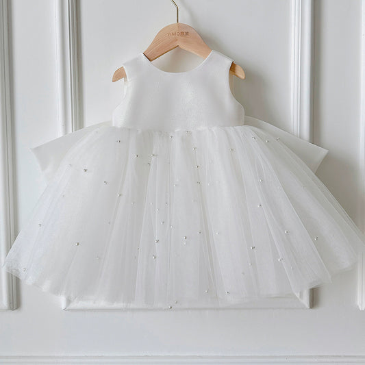 Children's Party Dress with Pearls and Bow