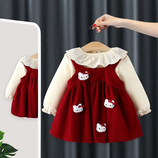 Children's blouse and dress with kitten print.