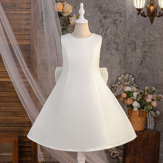 Vestido infantil de perla blanca 