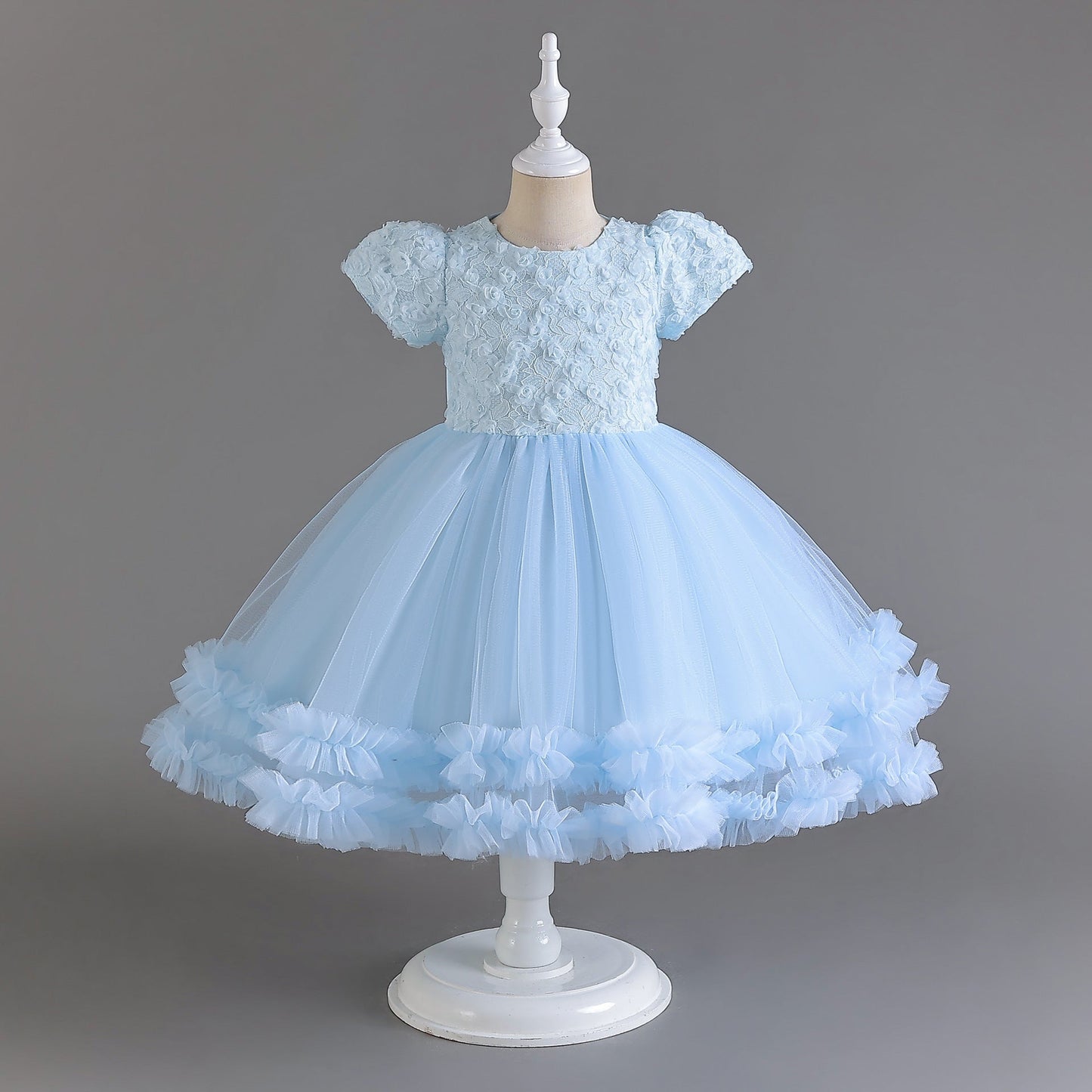 Vestido de fiesta infantil con flores de tul 
