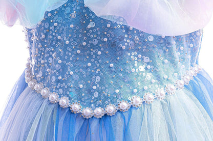 Blue Party Dress with Butterflies and Glitter