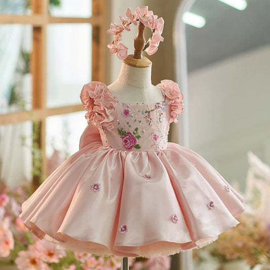 Girls' Party Dress with Flowers