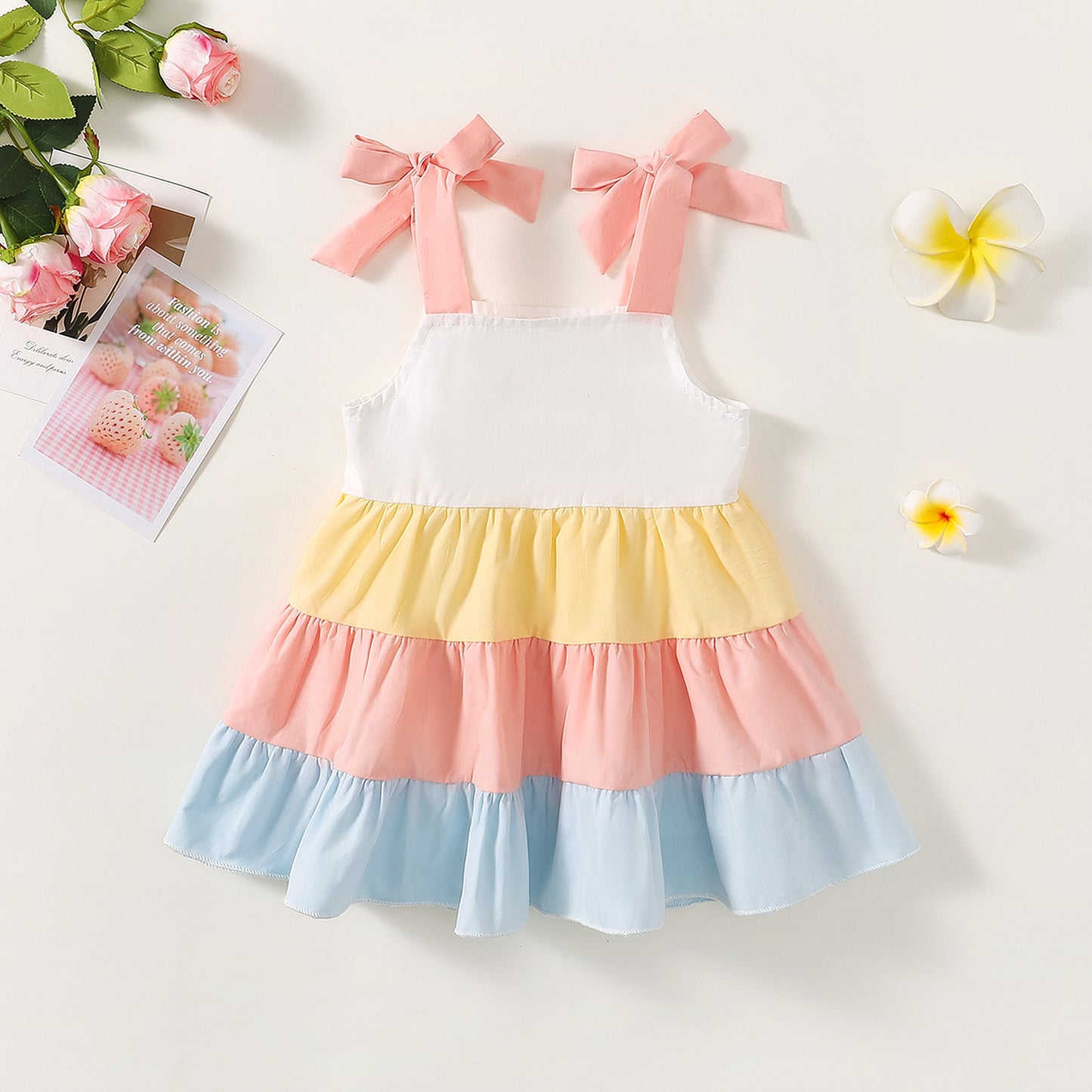 Children's Dress with Thin Straps and Little Flowers