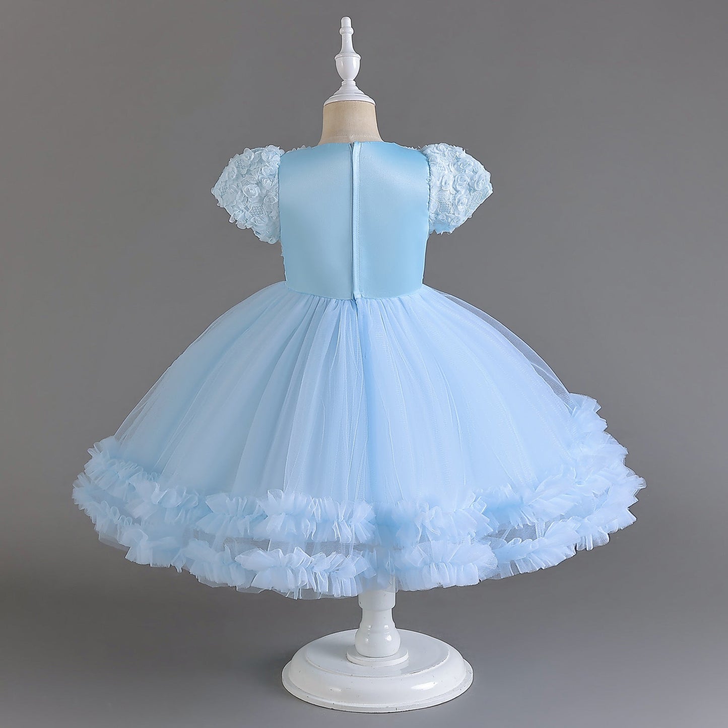 Vestido de fiesta infantil con flores de tul 