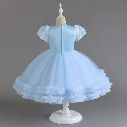 Vestido de fiesta infantil con flores de tul 