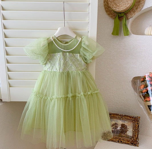 Vestido infantil verde brillante Asinha 