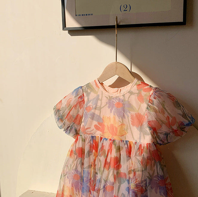 Children's Floral Tulle Dress