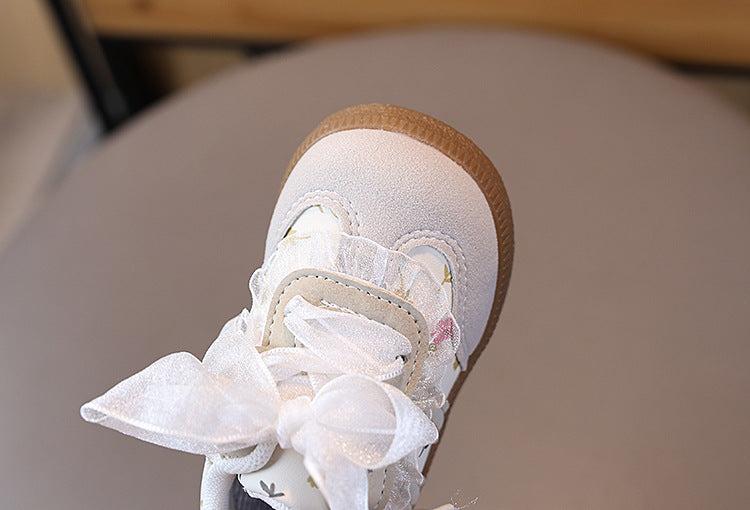 Children's Sneakers with Flowers and Bow