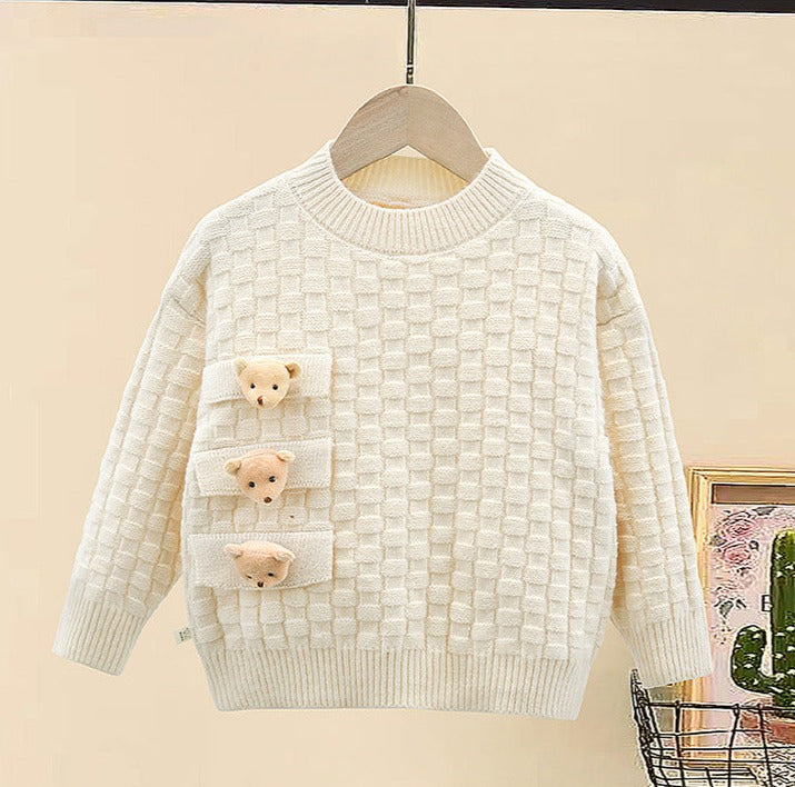 Blusa infantil de mujer con ositos de peluche de punto 