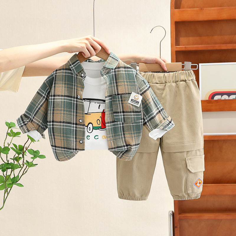 Conjunto de 3 piezas a cuadros para niño 
