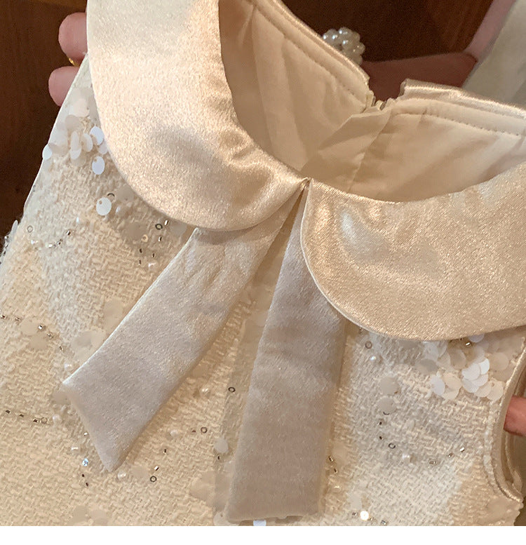 Dress with Embroidered Blouse and Ruffle