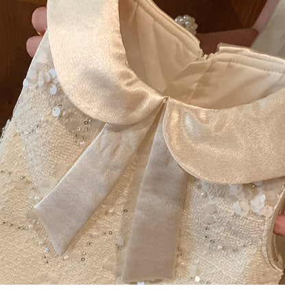 Dress with Embroidered Blouse and Ruffle