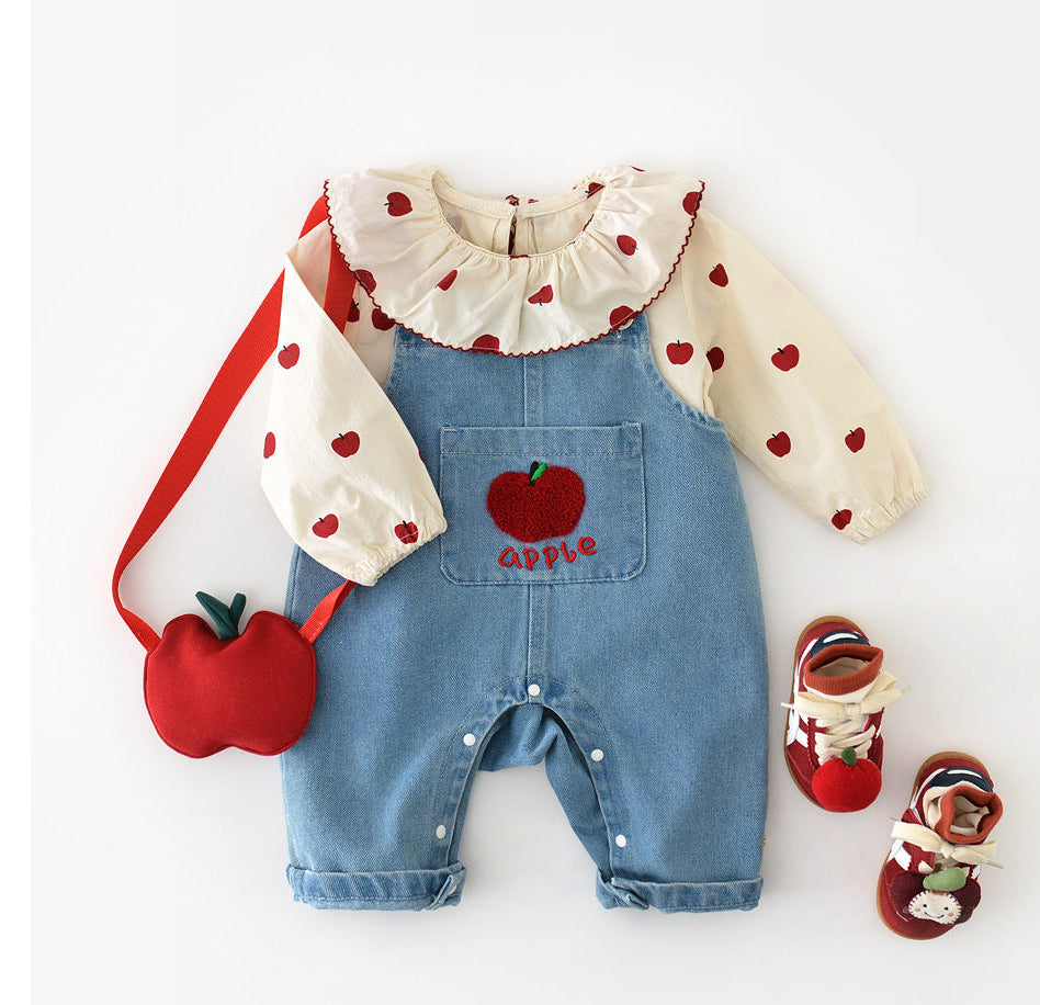 "Little Apples" Children's Dungaree & Top Set