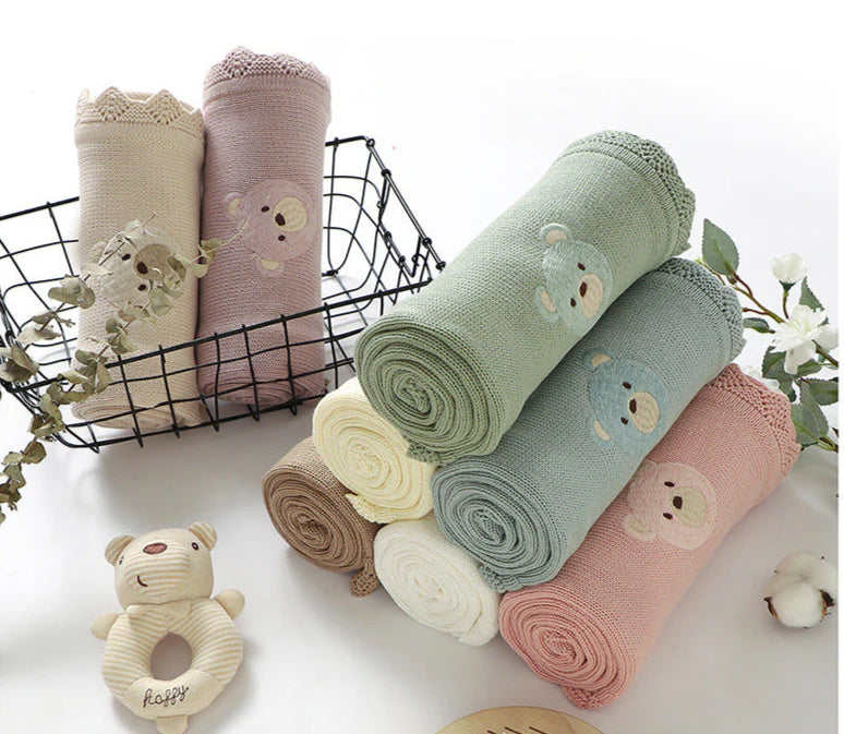 Teddy Bear Knitted Blanket