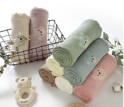 Teddy Bear Knitted Blanket