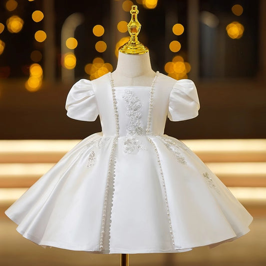 Luxury White Pearl Children's Dress